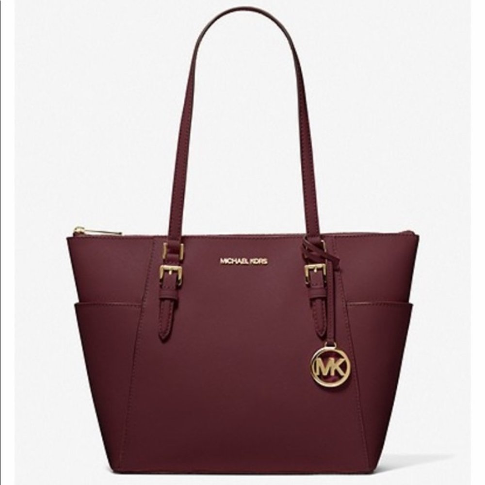 Michael Kors Large Leather Merlot Tote Bag